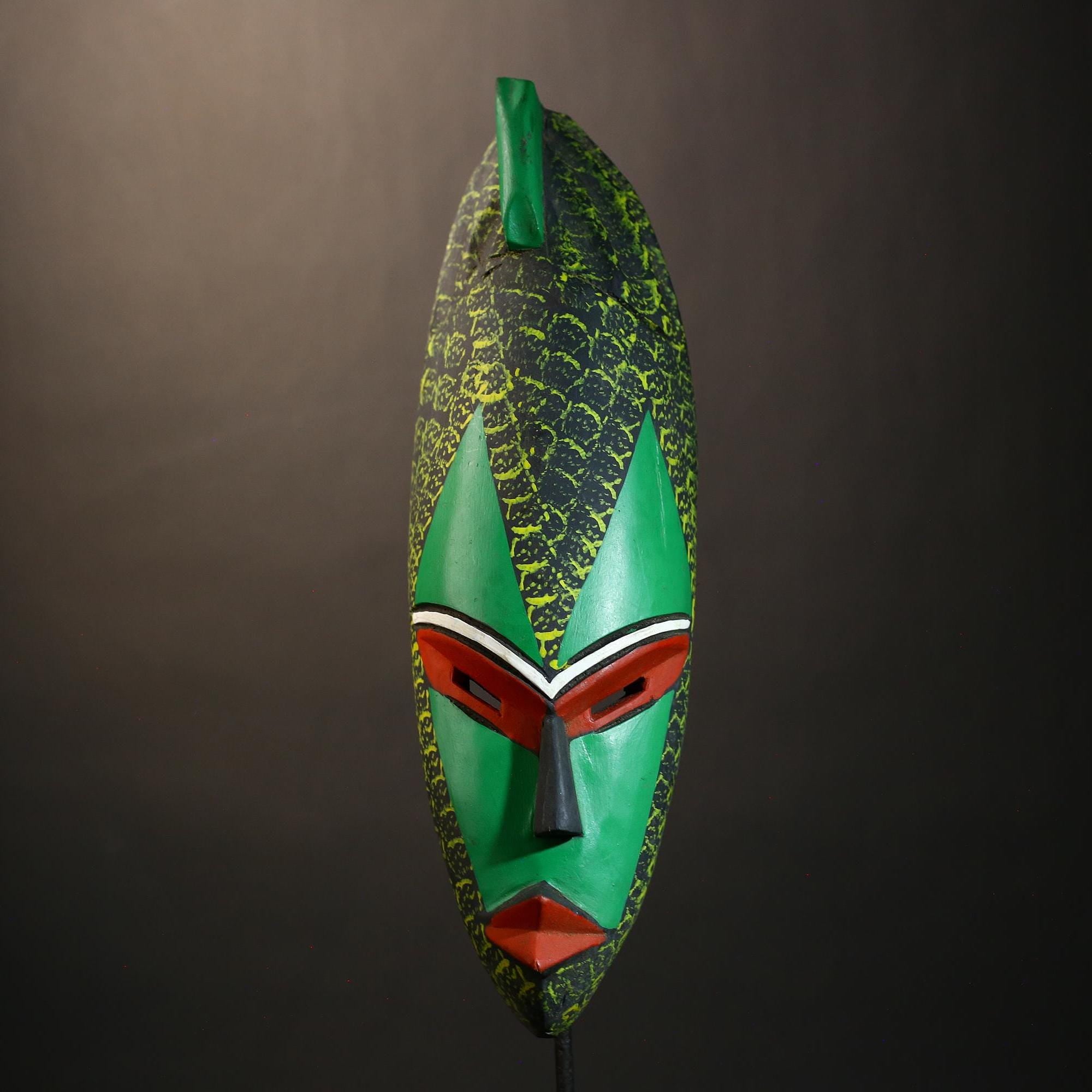 African Onukpa Mask | Antique Tribal Face Art | Vintage Wood Carved Decor | Unique Ethnic Home Accent for Collectors and Decorators-6169