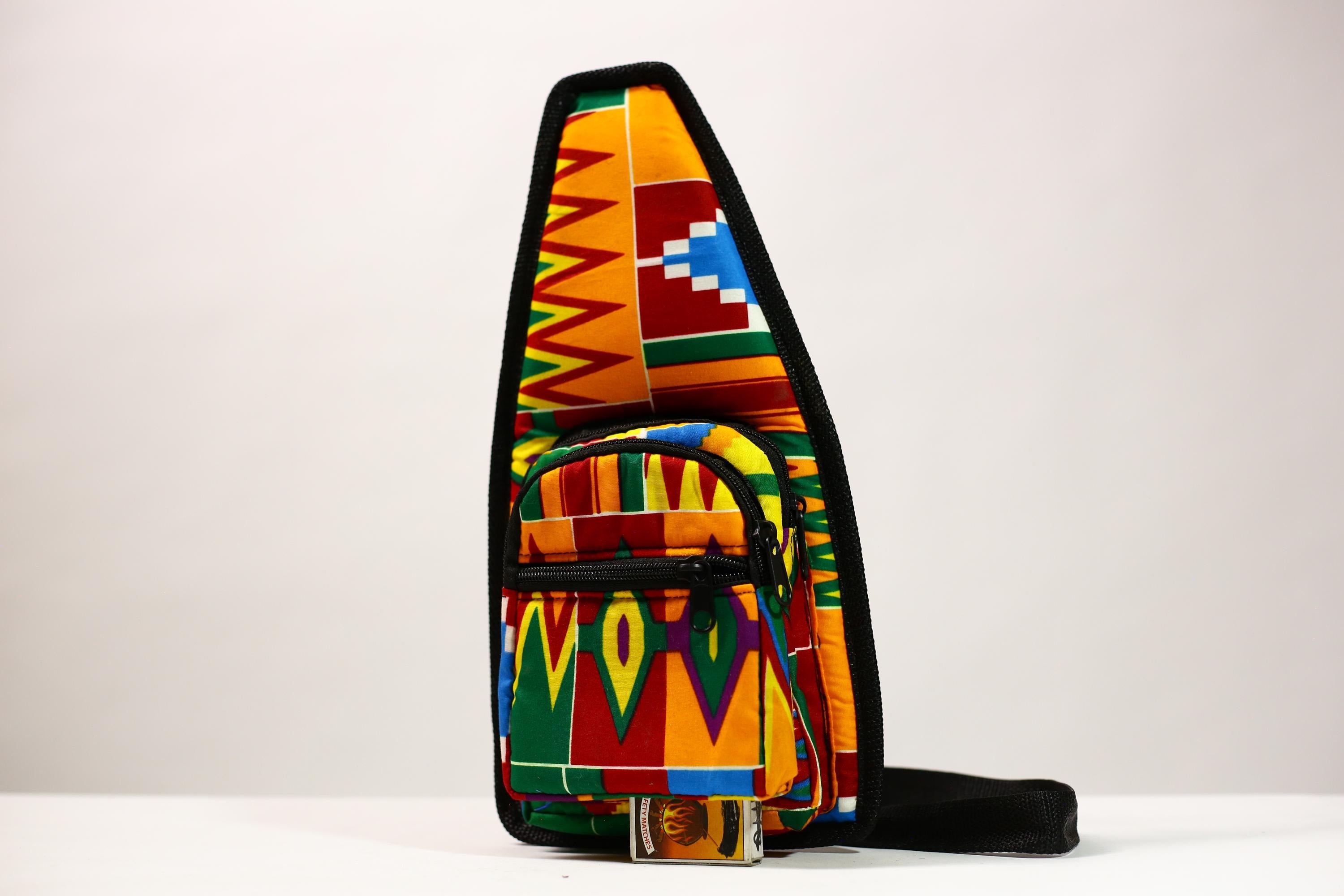 African Kanta Backpack | Unique Travel Daypack | Lightweight Bookbag | Eco-Friendly Bag | Stylish and Functional Backpack -G4530