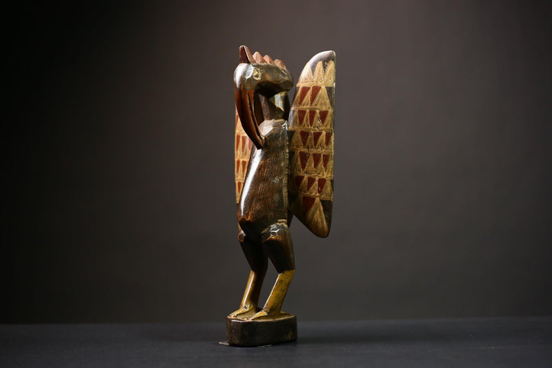 African Senufo Bird Statue | Wooden Fertility Sculpture | Unique Tribal Art Decor | Handmade Cultural Decoration for Home  -G4528