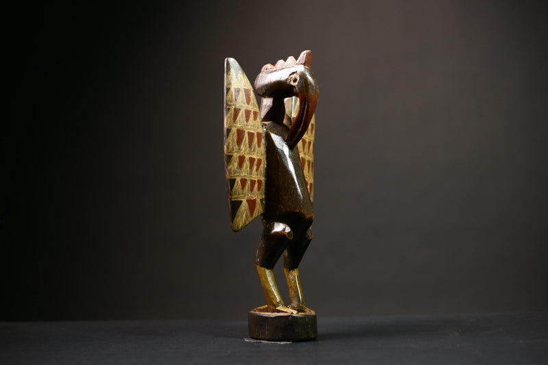 African Senufo Bird Statue | Wooden Fertility Sculpture | Unique Tribal Art Decor | Handmade Cultural Decoration for Home  -G4528