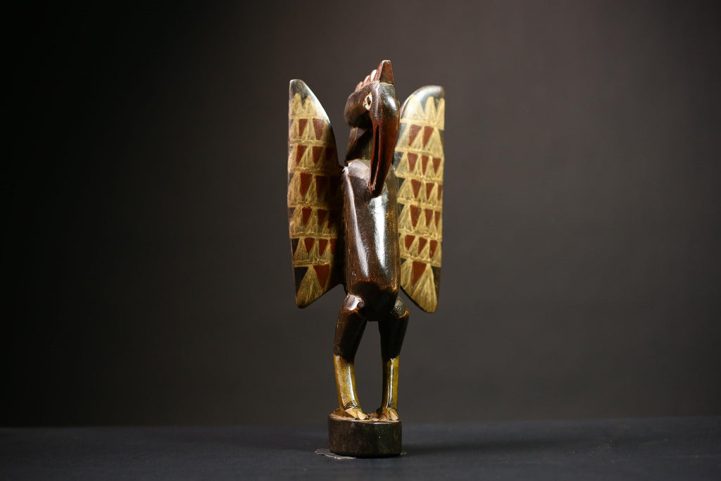 African Senufo Bird Statue | Wooden Fertility Sculpture | Unique Tribal Art Decor | Handmade Cultural Decoration for Home  -G4528