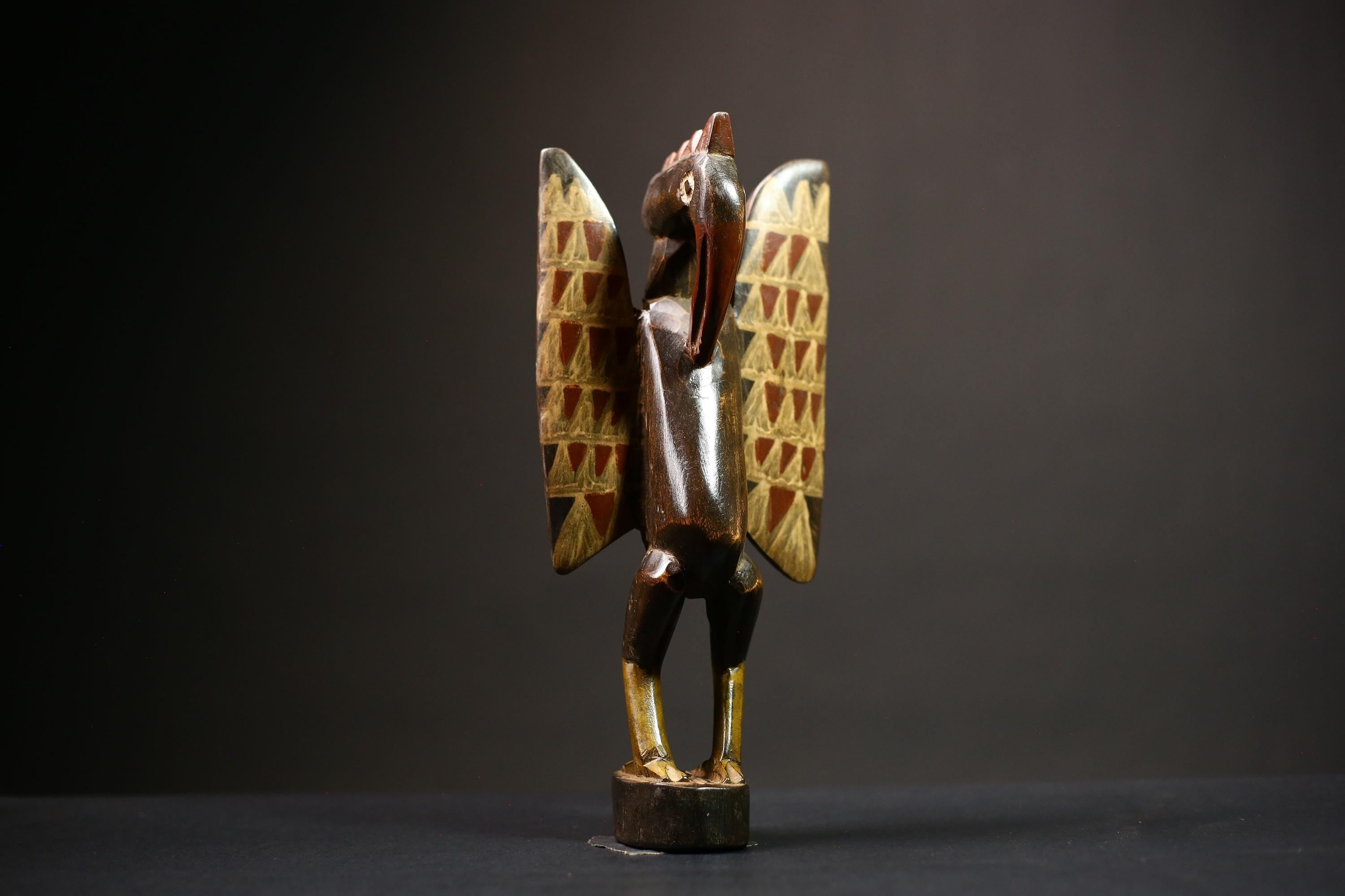 African Senufo Bird Statue | Wooden Fertility Sculpture | Unique Tribal Art Decor | Handmade Cultural Decoration for Home  -G4528