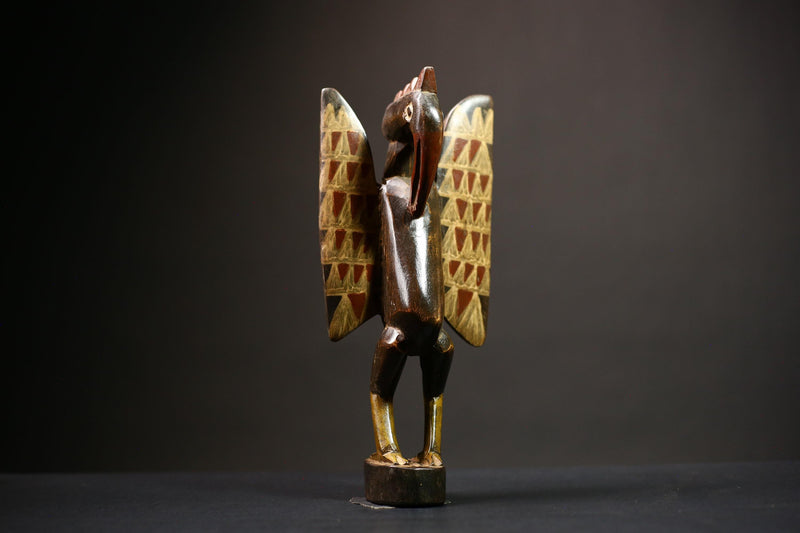 African Senufo Bird Statue | Wooden Fertility Sculpture | Unique Tribal Art Decor | Handmade Cultural Decoration for Home  -G4528