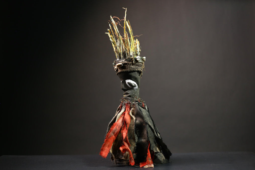 African Nkisi Nkondi Figure | Hand Carved Voodoo Statue | Unique Tribal Art from Congo | Cultural Home Decor Accent -G4526