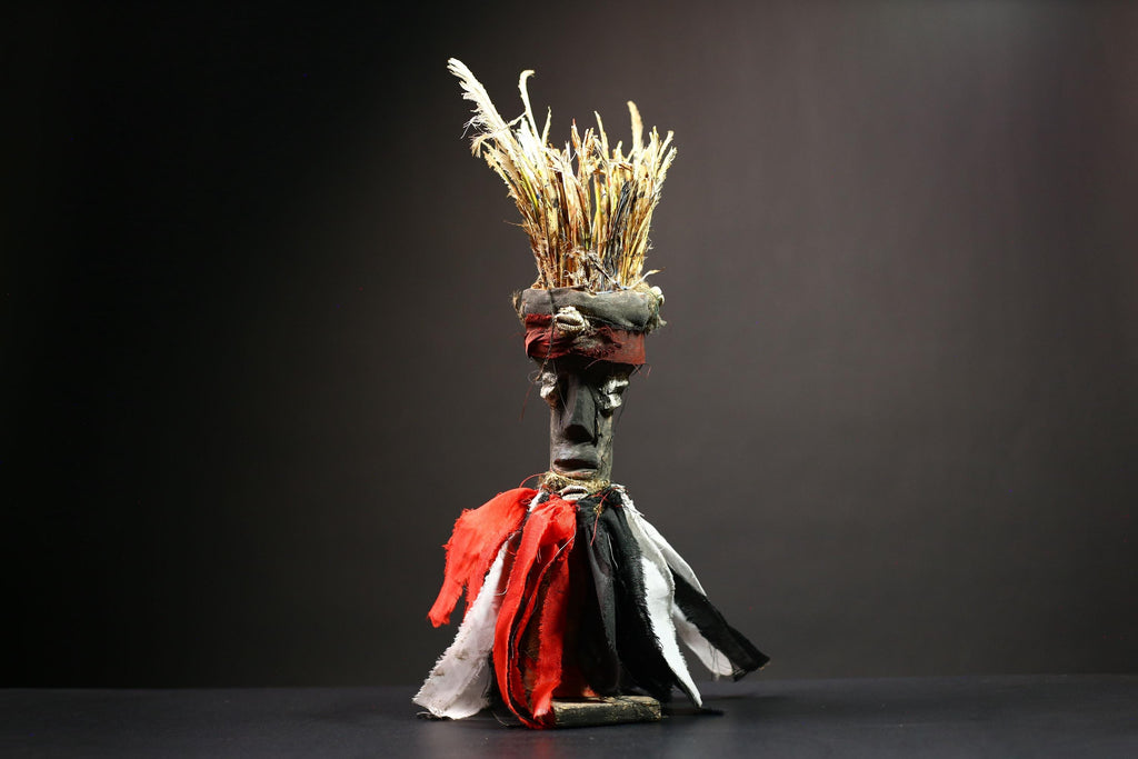 African Nkisi Nkondi Figure | Hand Carved Primitive Voodoo Statue | Unique Tribal Decor | Cultural Art for Home Display -G4525
