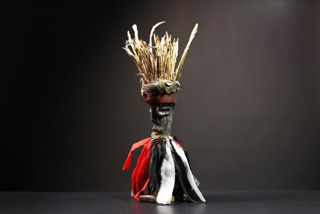 African Nkisi Nkondi Figure | Hand Carved Primitive Voodoo Statue | Unique Tribal Decor | Cultural Art for Home Display -G4525