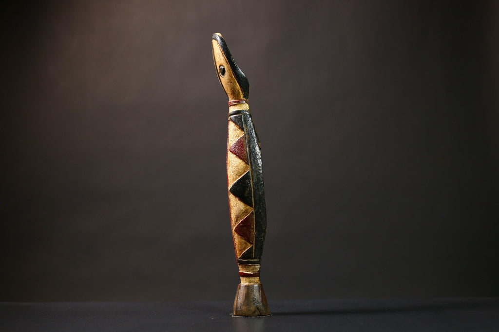 African Baga Serpent Headdress | Unique Guinea Tribal Mask | Handcrafted Wooden Bansonyi Art | Cultural Wall Decor Accent-G4523