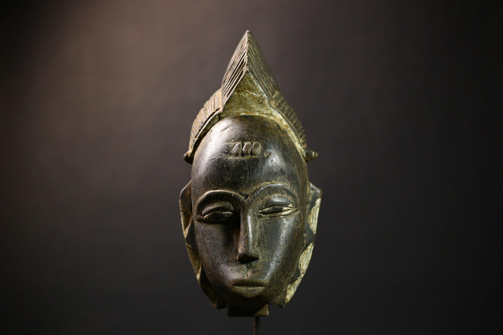 African Baule Mask | Hand Carved Wooden Tribal Art | Unique Face Decor | Cultural Collectible | Ethnic Wall Mask for Home-G1788