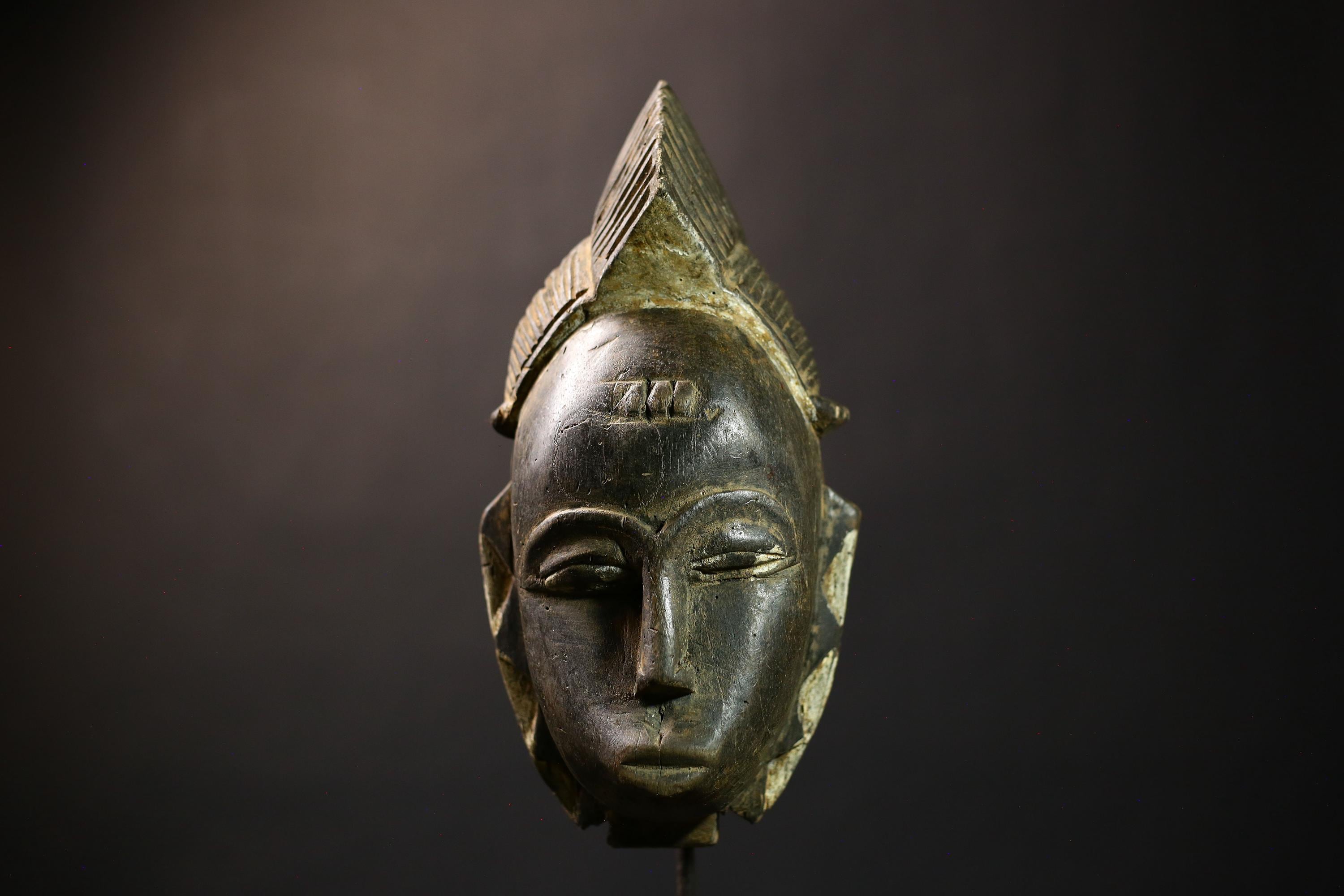 African Baule Mask | Hand Carved Wooden Tribal Art | Unique Face Decor | Cultural Collectible | Ethnic Wall Mask for Home-G1788