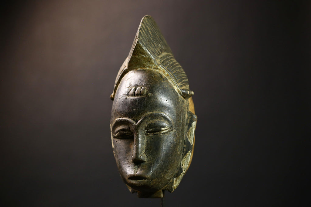 African Baule Mask | Hand Carved Wooden Tribal Art | Unique Face Decor | Cultural Collectible | Ethnic Wall Mask for Home-G1788