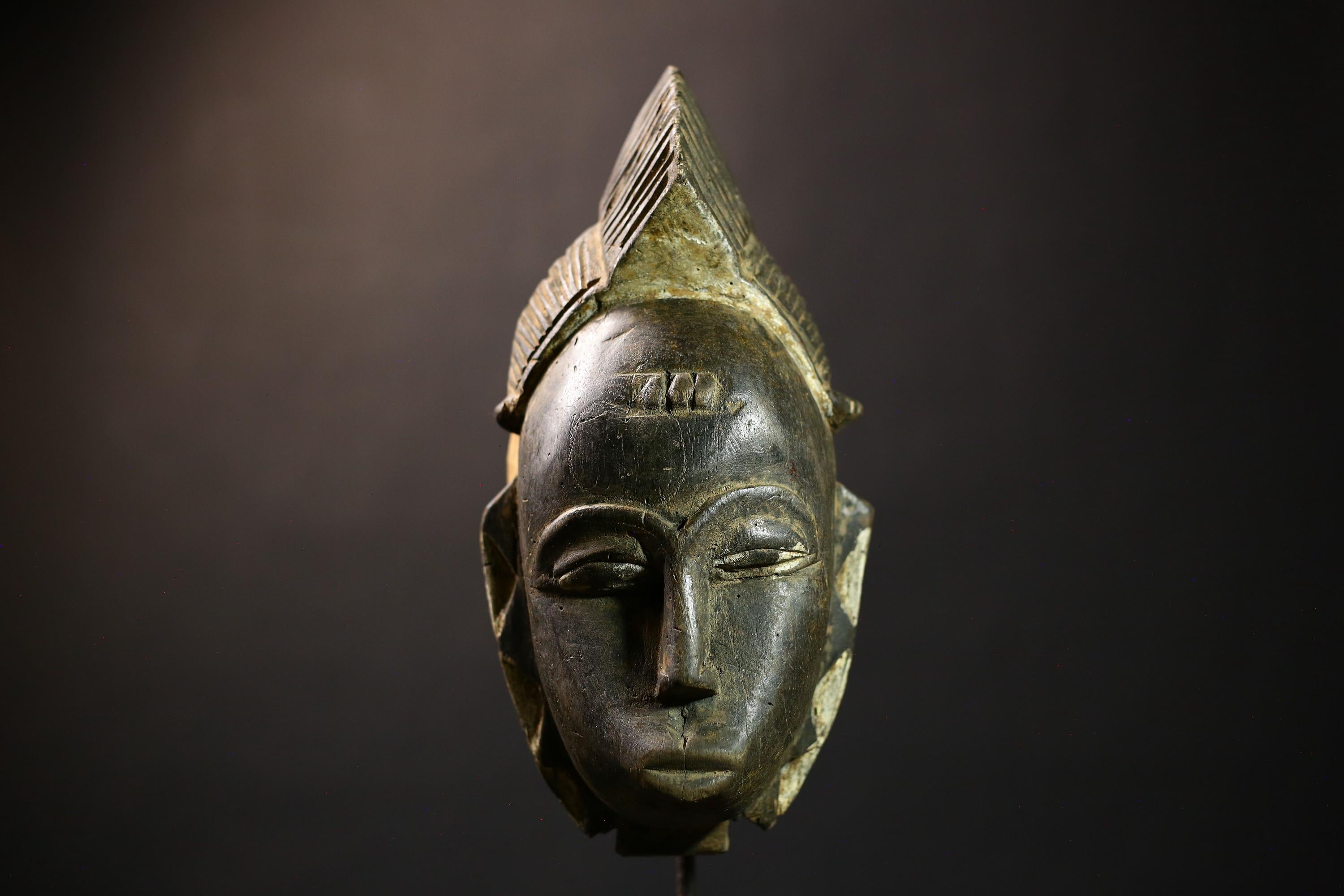 African Baule Mask | Hand Carved Wooden Tribal Art | Unique Face Decor | Cultural Collectible | Ethnic Wall Mask for Home-G1788