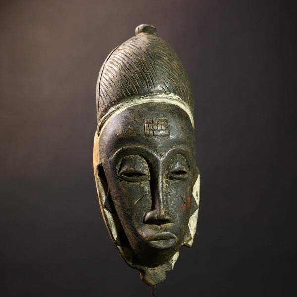 African Vintage Baule Mask | Traditional Tribal Art Decor | Unique Home Accent | Collectible Cultural Wall Mask for Display-G1785