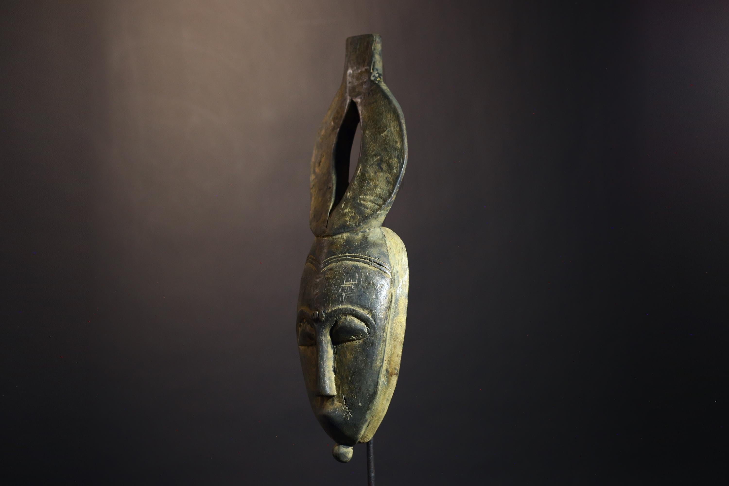African Mask Baule Antique Wall Hanging Tribal Art Collectible Home Decor | Handmade Wood Mask | African Art | Vintage Decor -G1787