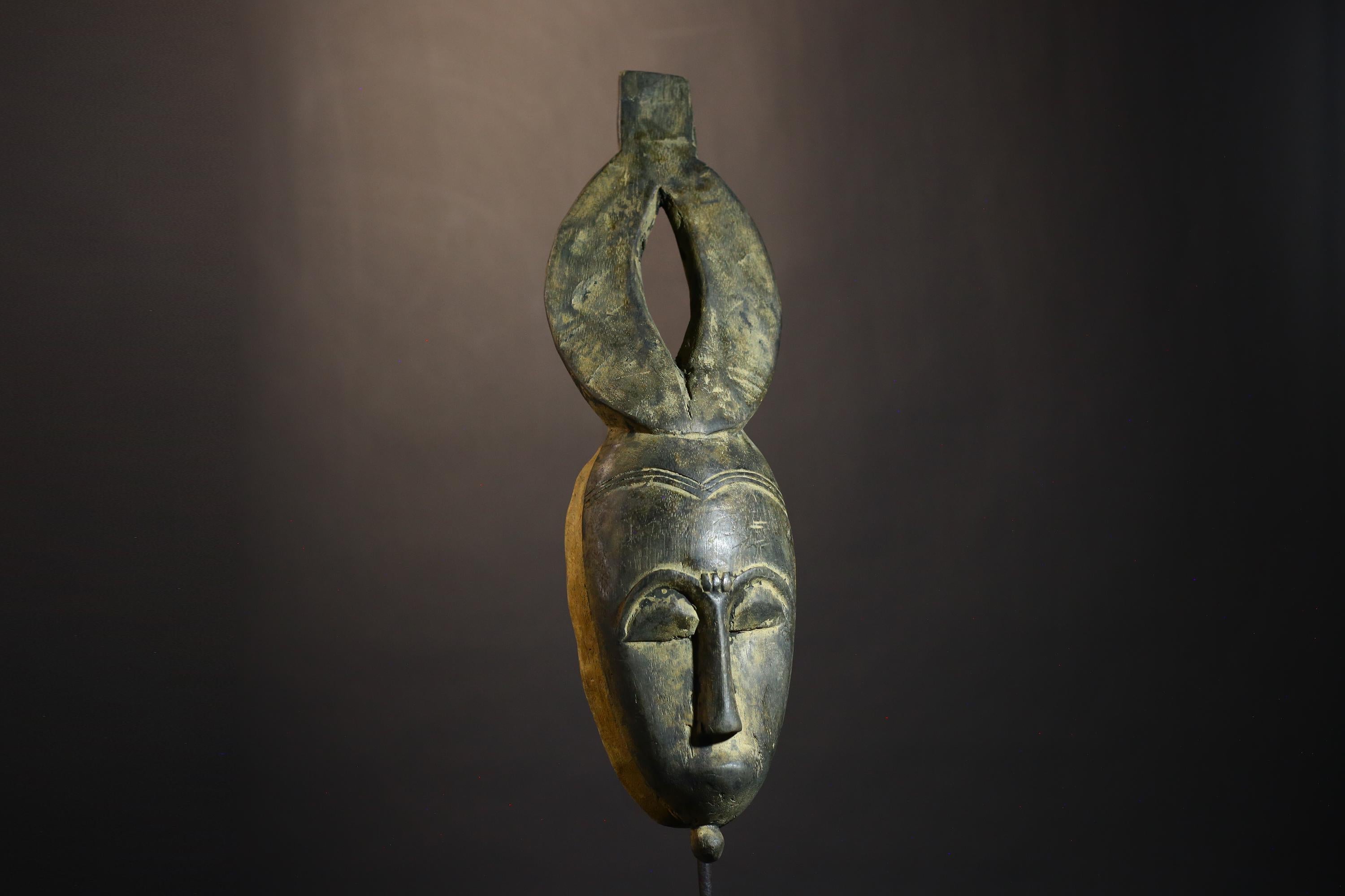 African Mask Baule Antique Wall Hanging Tribal Art Collectible Home Decor | Handmade Wood Mask | African Art | Vintage Decor -G1787