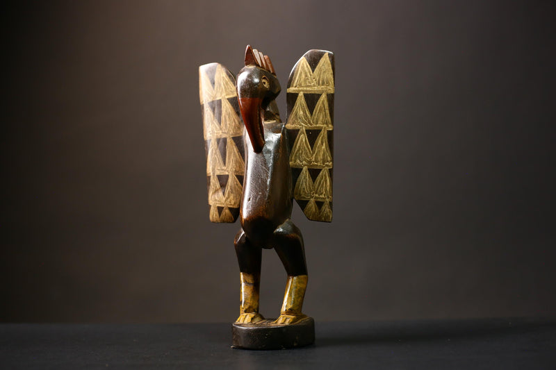 African Senufo Bird Statue | Handmade Carved Wooden Art | Unique Tribal Figurine | Prosperity Home Decor | Cultural African Sculpture -G4542