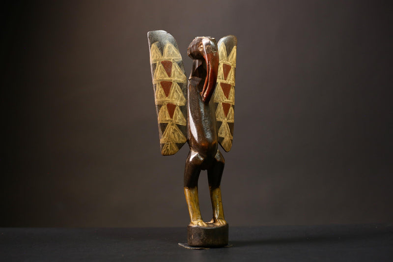 African Senufo Bird Statue | Handmade Carved Wooden Art | Unique Tribal Figurine | Prosperity Home Decor | Cultural African Sculpture -G4541