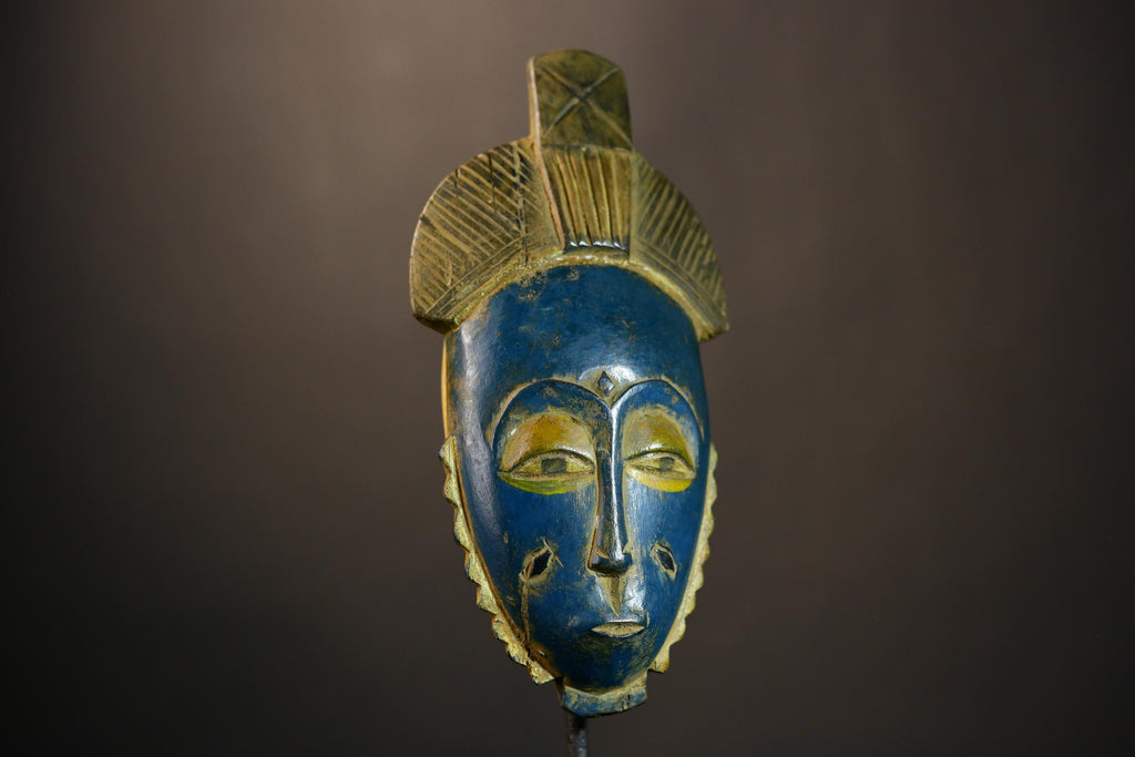 African Hand Carved Baule Wooden Mask Wall Hanging | Unique Tribal Art | Ethnic Decor for Home | Collectible Cultural Piece-9235