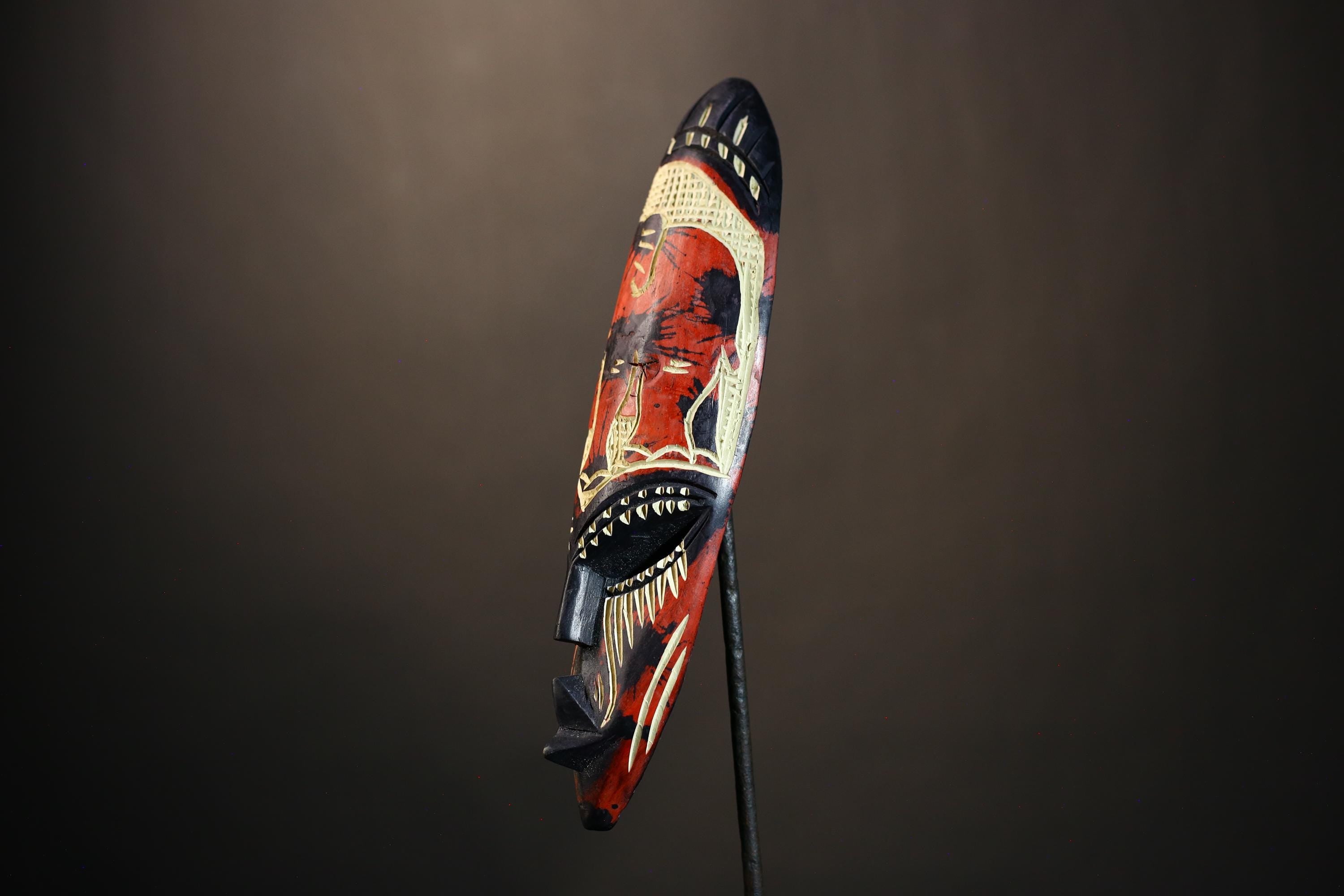 African Hand Carved Neem Mask Wall Art | Unique Decorative Wall Hanging | Tribal Home Decor | Artisan Crafted Cultural Art-7961