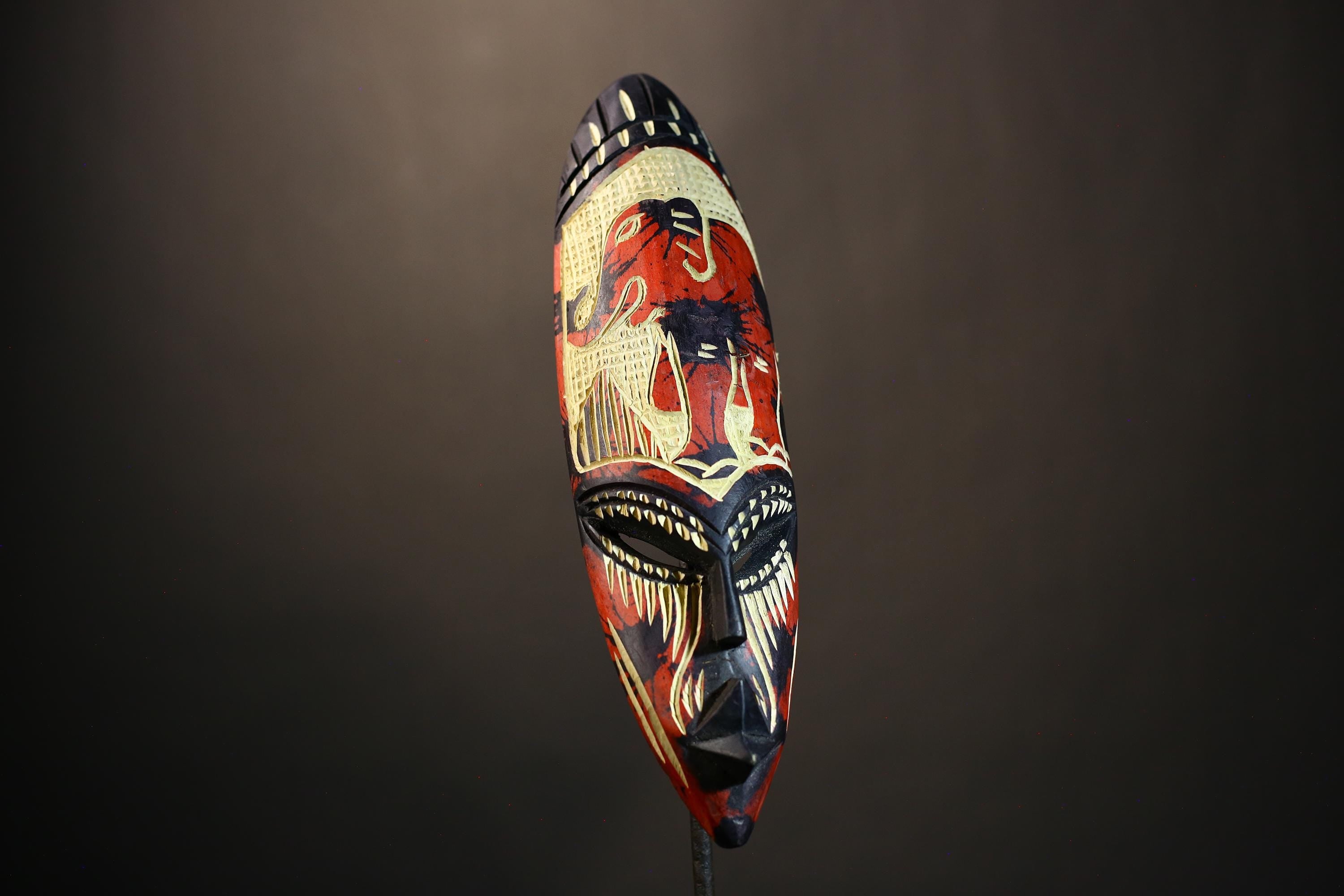 African Hand Carved Neem Mask Wall Art | Unique Decorative Wall Hanging | Tribal Home Decor | Artisan Crafted Cultural Art-7961