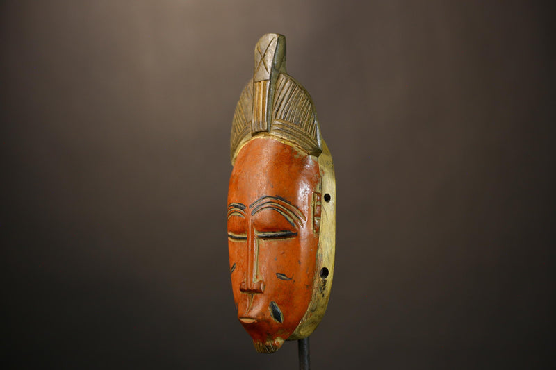 African Hand Carved Red Guro Mask Wooden Wall Hanging | Unique Tribal Art | Ethnic Home Decor | Artisan Crafted Cultural Piece-8590