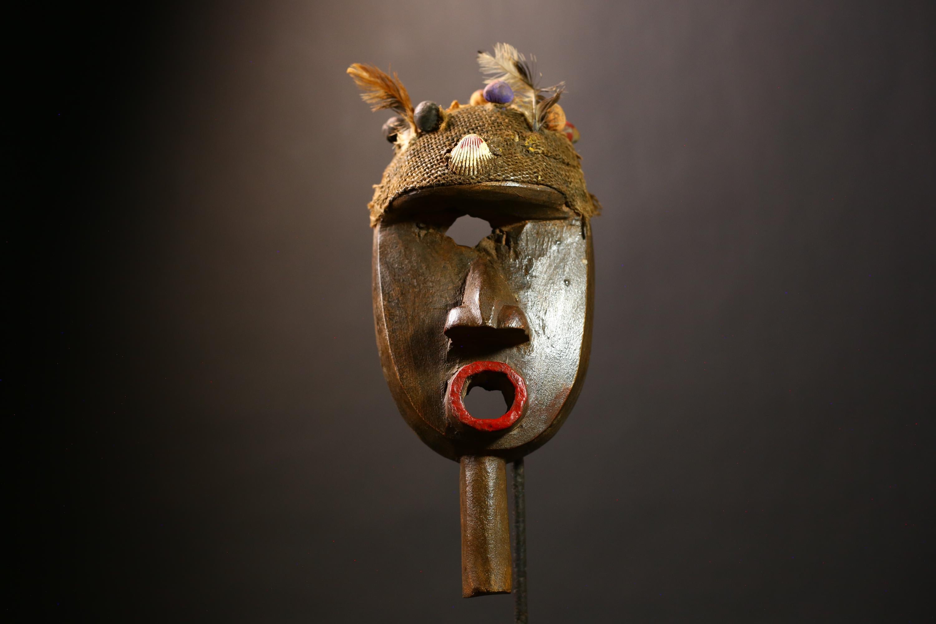 African Baluba Vintage Mask | Wood Art Carving | DRC Congo Wall Decor | Unique Tribal Mask | Handcrafted Collectible | Authentic Decor-G4555