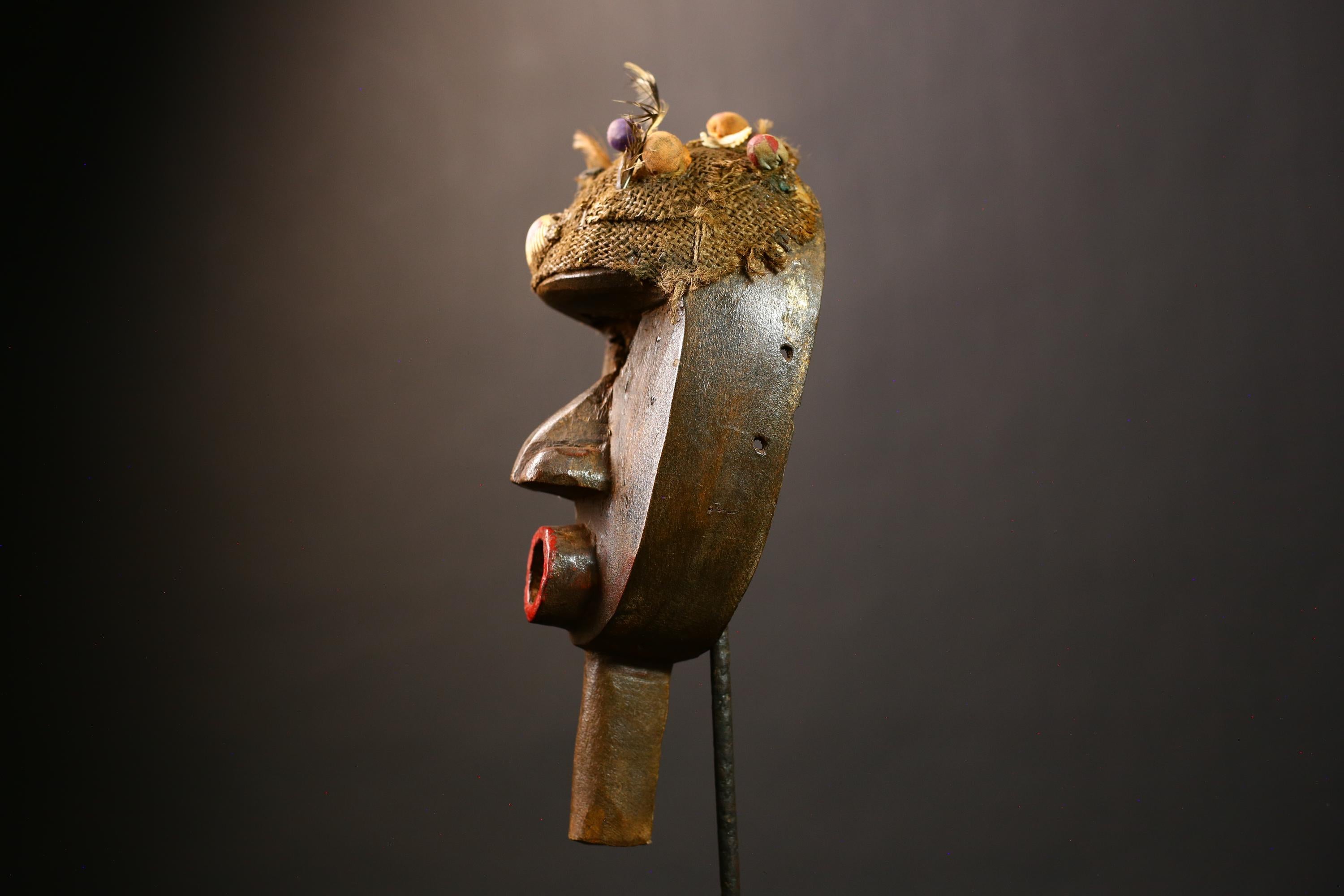 African Baluba Vintage Mask | Wood Art Carving | DRC Congo Wall Decor | Unique Tribal Mask | Handcrafted Collectible | Authentic Decor-G4555
