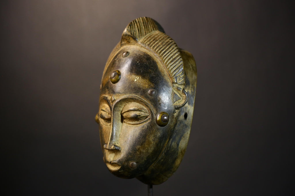 African Hand Carved Baule Mask Unique Wall Art Decor Tribal Face Art | Ethnic Home Decor | Cultural Gift | Artisan Craft -G1582