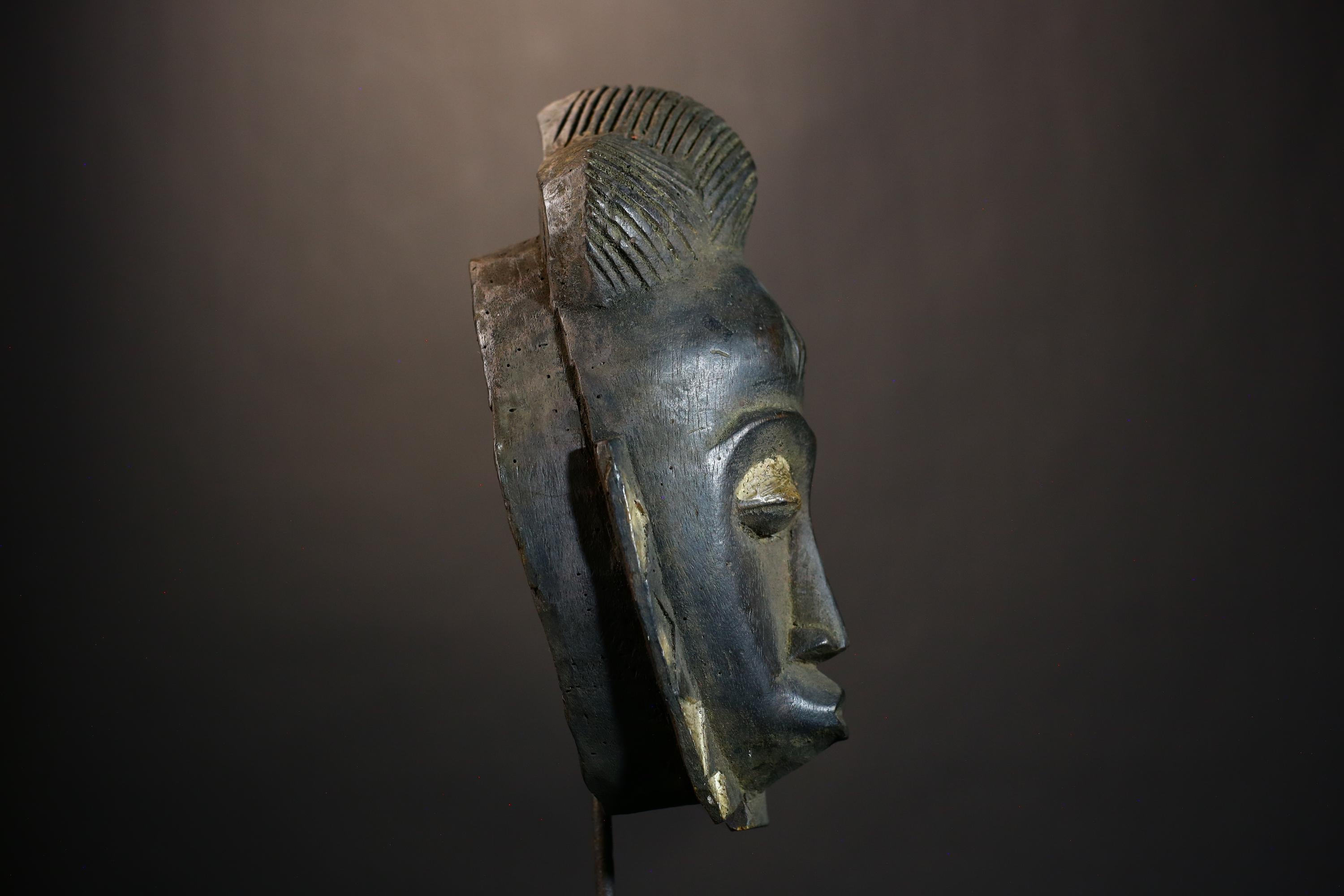 African Baule Vintage Mask Hand Carved Wooden Wall Art | Unique Tribal Decor | Authentic African Home Accent-4571