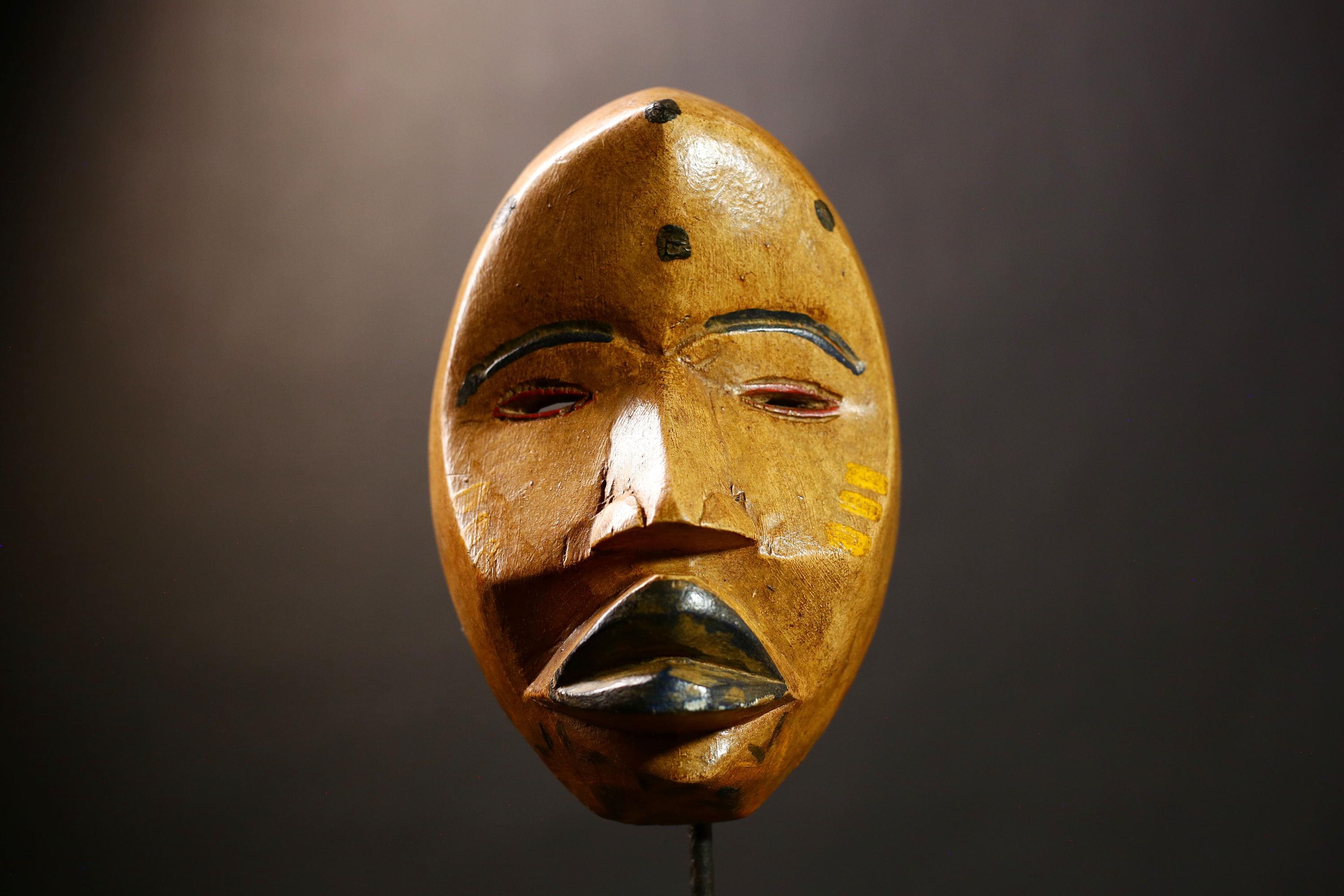 African Tribal Dan Mask | Vintage Hand Carved Wooden Wall Art | Unique Home Decor | Collectible Ethnic Art Piece for Display-G4566