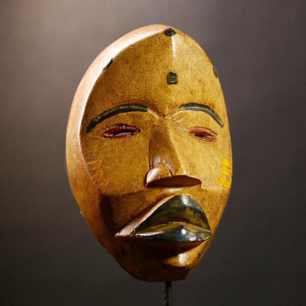 African Tribal Dan Mask | Vintage Hand Carved Wooden Wall Art | Unique Home Decor | Collectible Ethnic Art Piece for Display-G4566