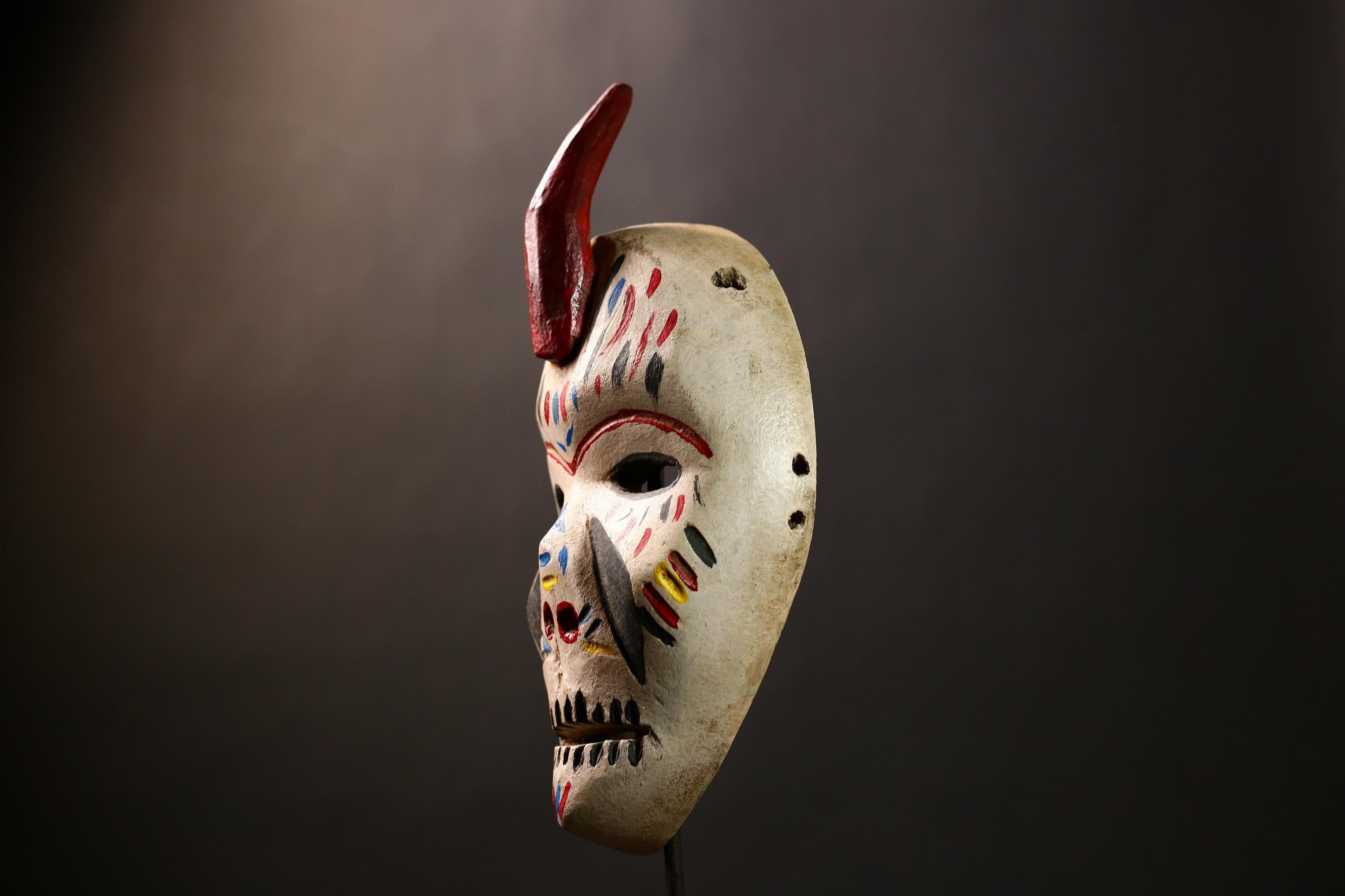African Tribal Dan Mask | Vintage Hand Carved Wooden Wall Art Decor | Unique Ethnic Home Accent | Cultural Wall Mask Display-G4564