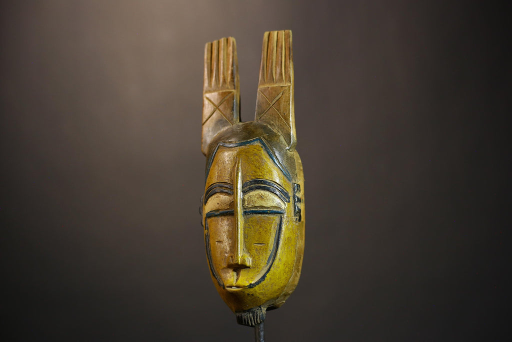 African Figure | Wooden Carved Guro Art | Antique Tribal Mask Decor | Unique Decorative Piece | Ethnic Wall Accent | Cultural Art Piece-9209