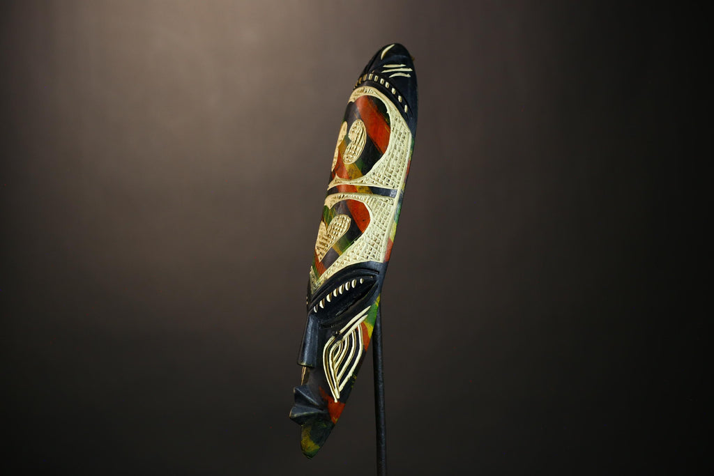 African Wooden Mask | Unique Wall Decor | Tribal Face Art | Handmade Wall Hanging | Ethnic Home Accent | Cultural Art Piece-7938
