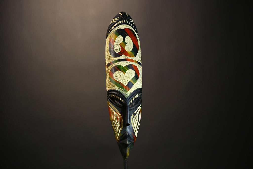 African Wooden Mask | Unique Wall Decor | Tribal Face Art | Handmade Wall Hanging | Ethnic Home Accent | Cultural Art Piece-7938