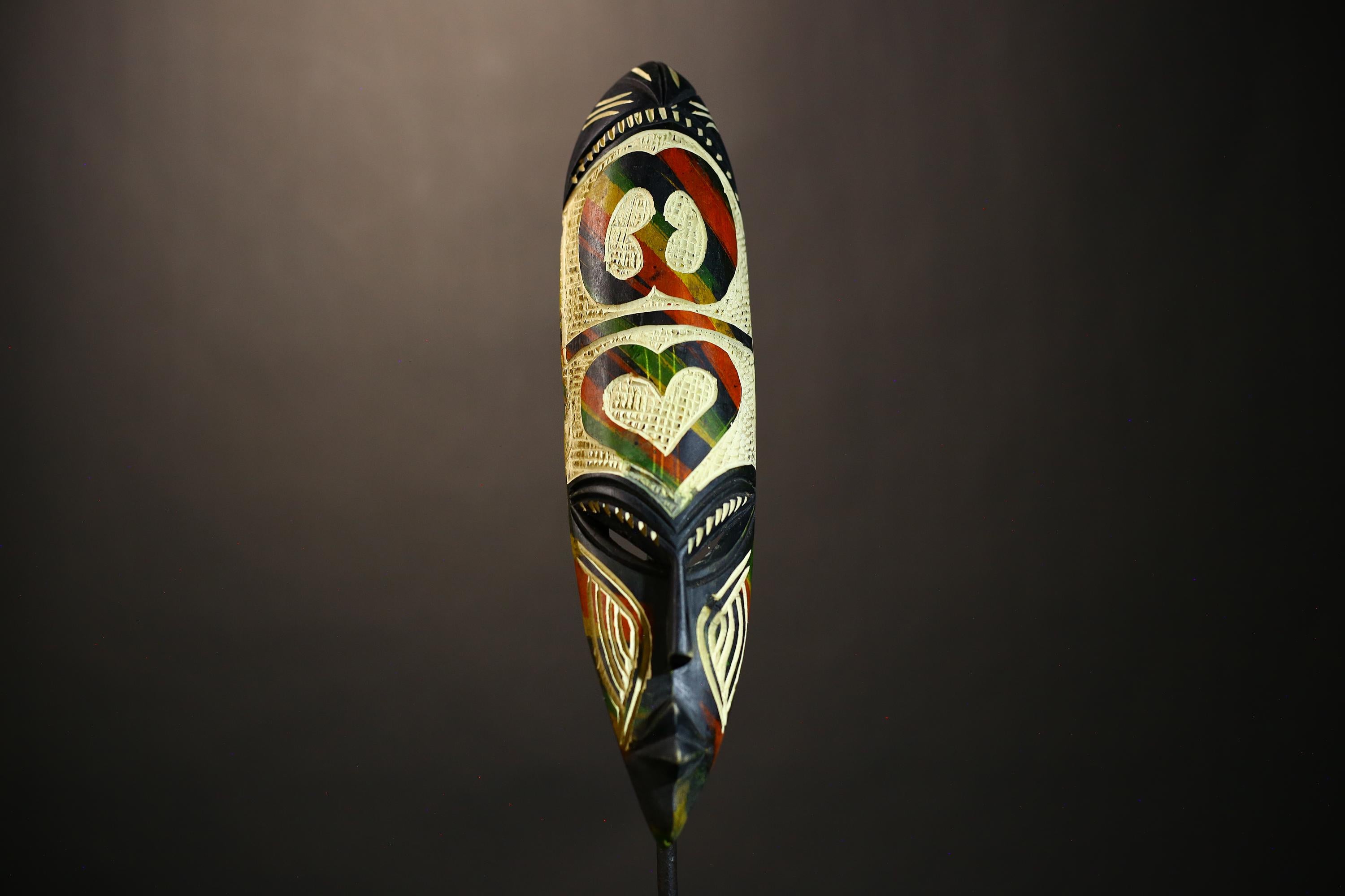 African Wooden Mask | Unique Wall Decor | Tribal Face Art | Handmade Wall Hanging | Ethnic Home Accent | Cultural Art Piece-7938