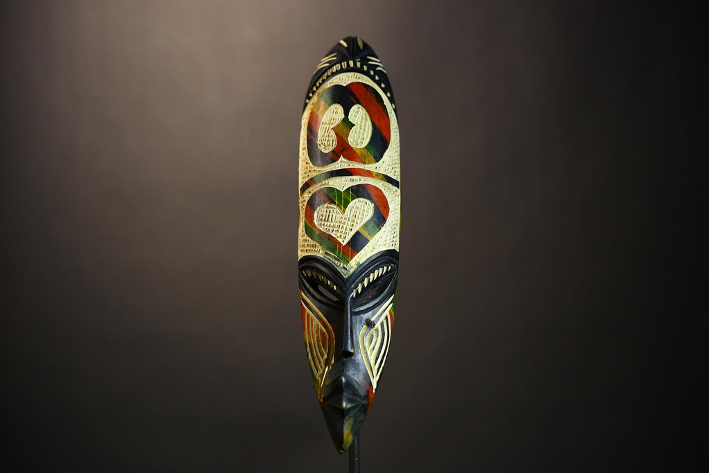 African Wooden Mask | Unique Wall Decor | Tribal Face Art | Handmade Wall Hanging | Ethnic Home Accent | Cultural Art Piece-7938