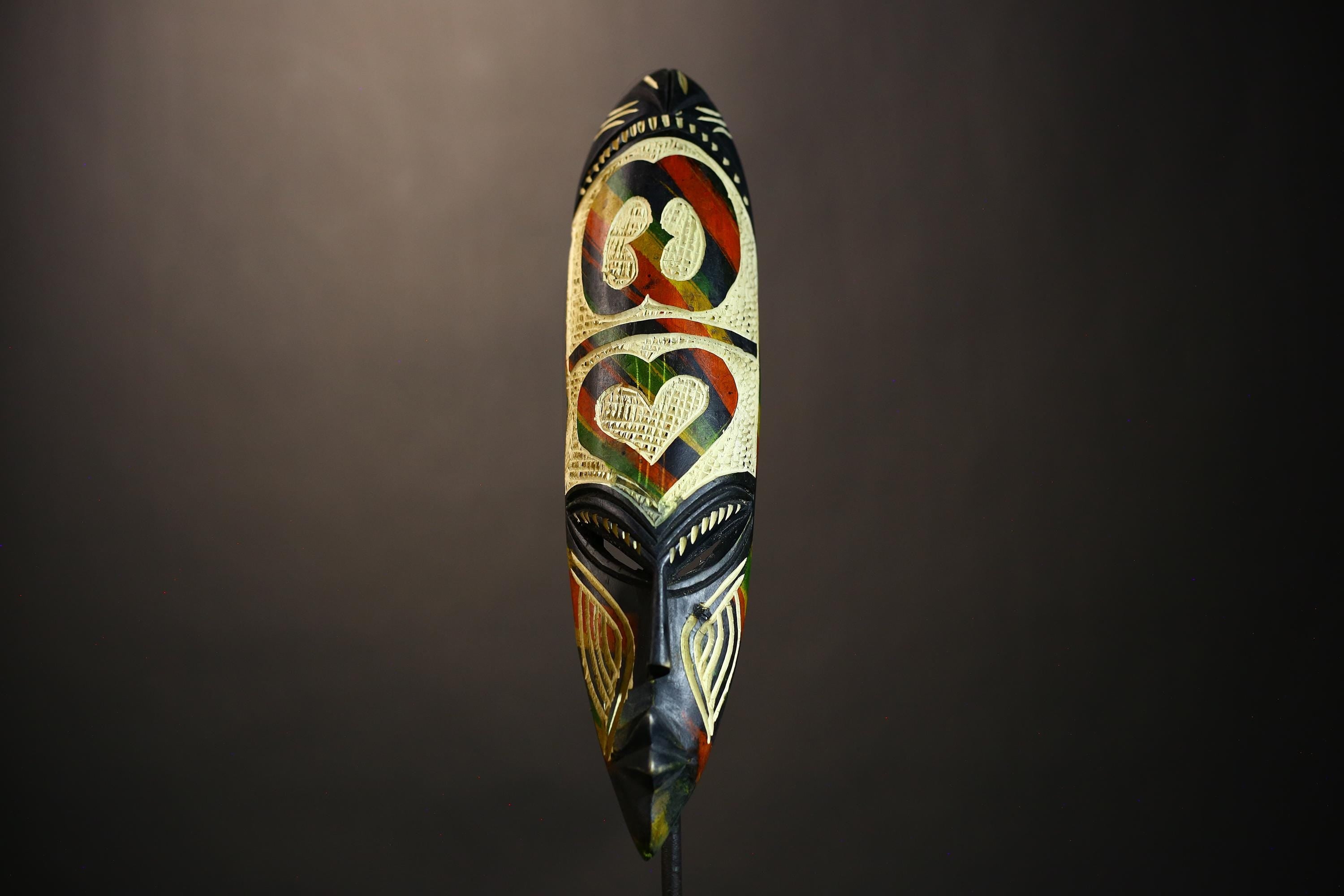 African Wooden Mask | Unique Wall Decor | Tribal Face Art | Handmade Wall Hanging | Ethnic Home Accent | Cultural Art Piece-7938