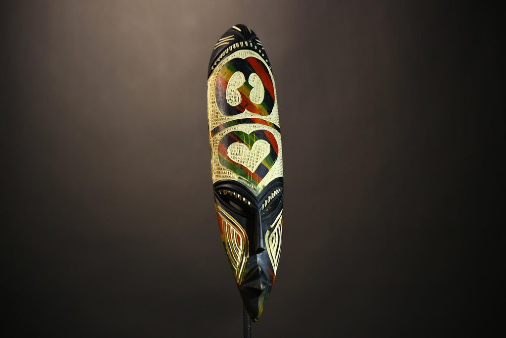African Wooden Mask | Unique Wall Decor | Tribal Face Art | Handmade Wall Hanging | Ethnic Home Accent | Cultural Art Piece-7938