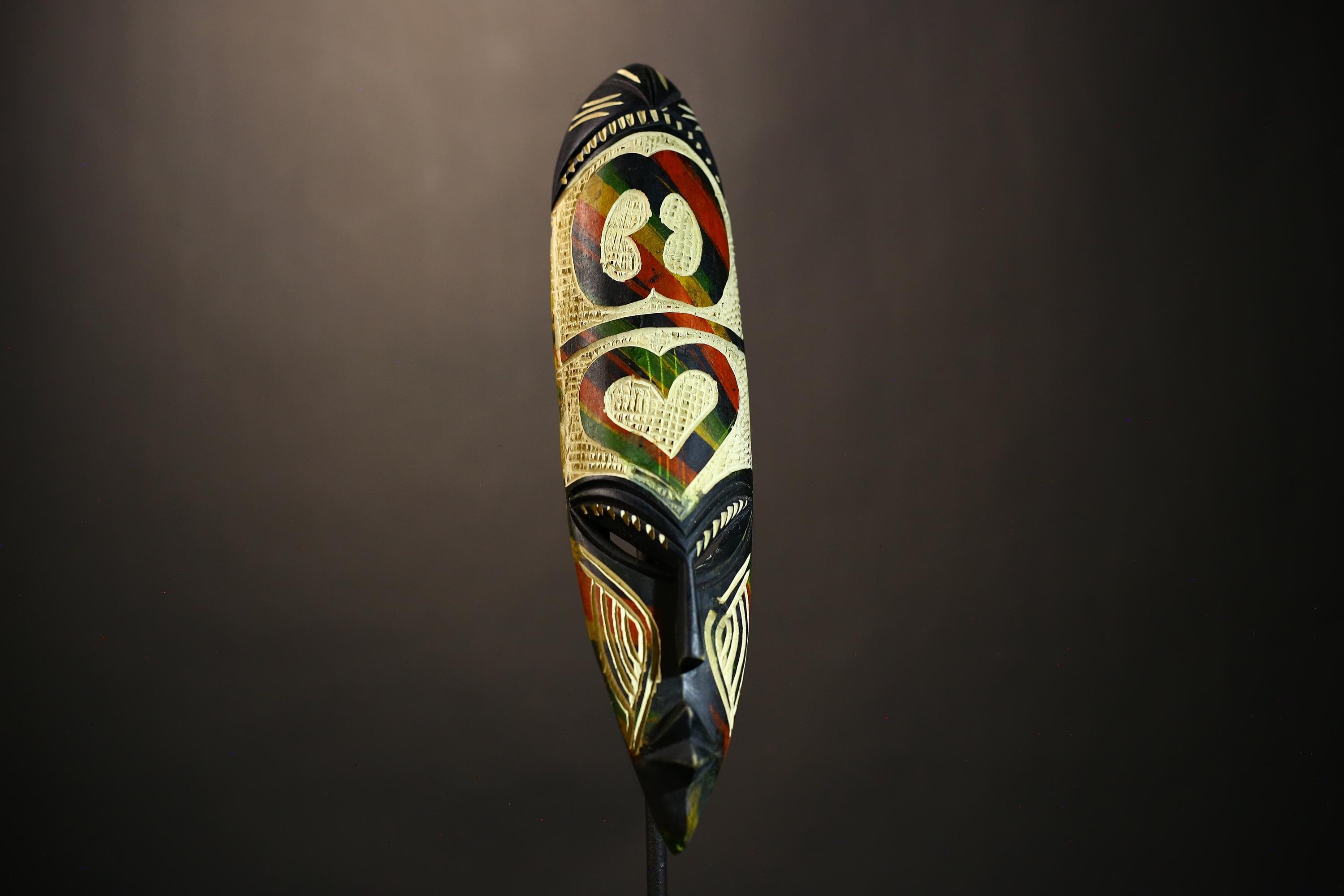 African Wooden Mask | Unique Wall Decor | Tribal Face Art | Handmade Wall Hanging | Ethnic Home Accent | Cultural Art Piece-7938