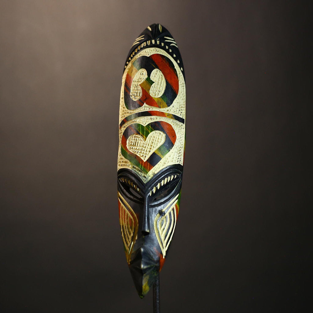 African Wooden Mask | Unique Wall Decor | Tribal Face Art | Handmade Wall Hanging | Ethnic Home Accent | Cultural Art Piece-7938