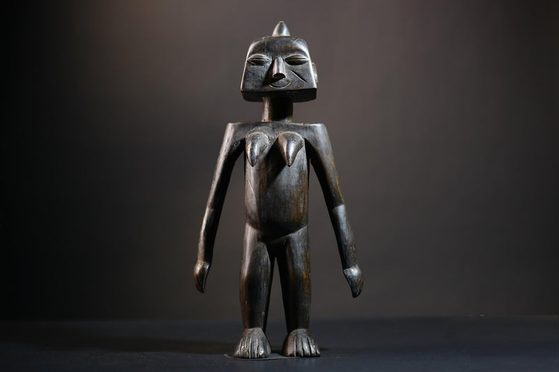 African Songo Decor Figure | Vintage Tribal Wood Art | Unique Female Statue Sculpture | Angola Ethnic Collectible Gift-G4734