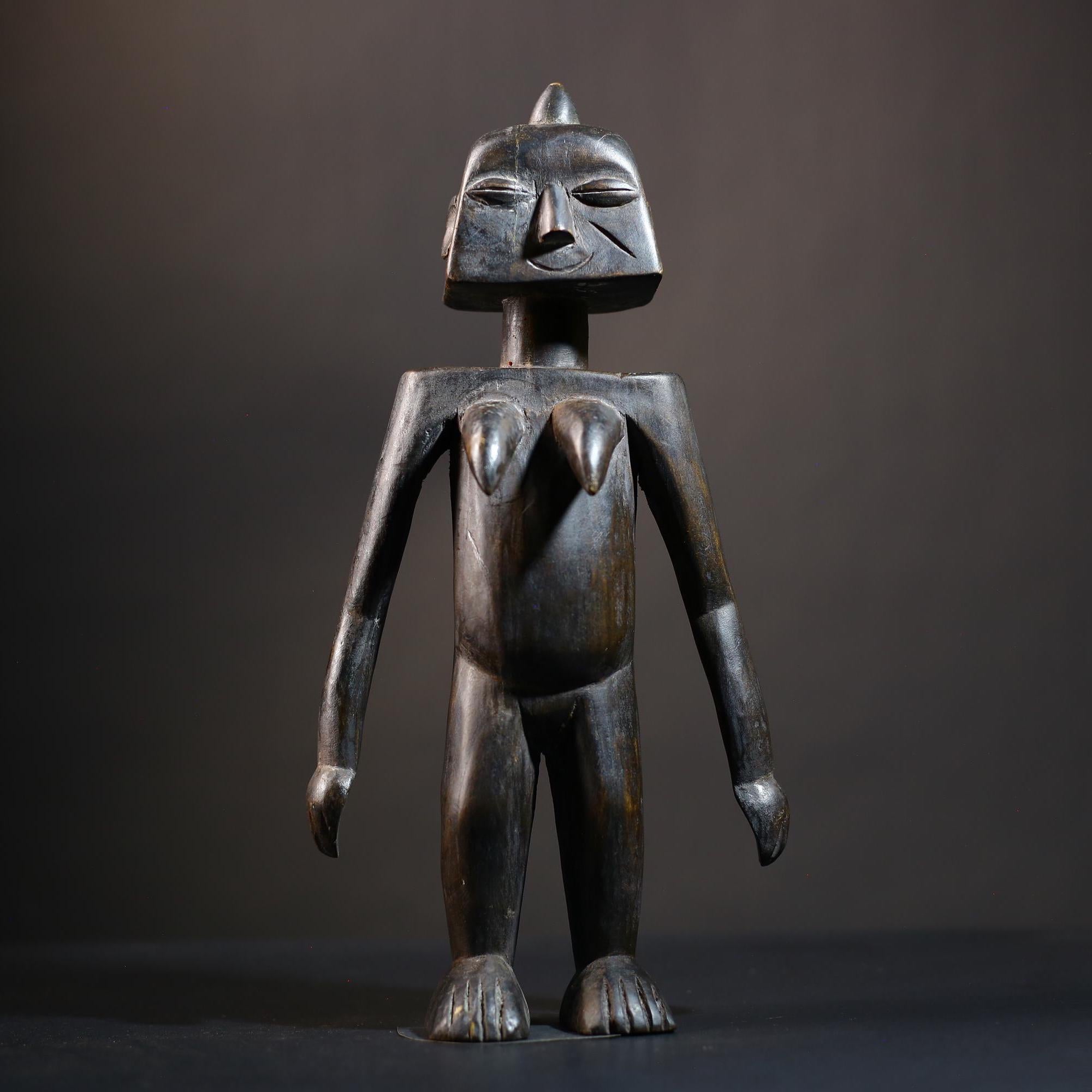 African Songo Decor Figure | Vintage Tribal Wood Art | Unique Female Statue Sculpture | Angola Ethnic Collectible Gift-G4734