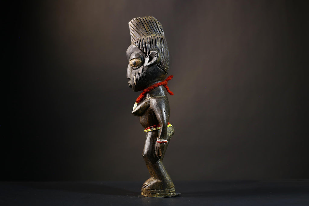 African Yoruba Figure | Authentic Art from Nigeria | Abeokuta Region | Unique Tribal Decor | Handcrafted Cultural Sculpture-G4730