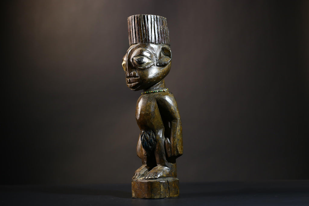 African Yoruba Figure | Authentic Art from Nigeria | Abeokuta Region Craft | Unique Tribal Home Decor | Handcrafted Sculpture-G4728