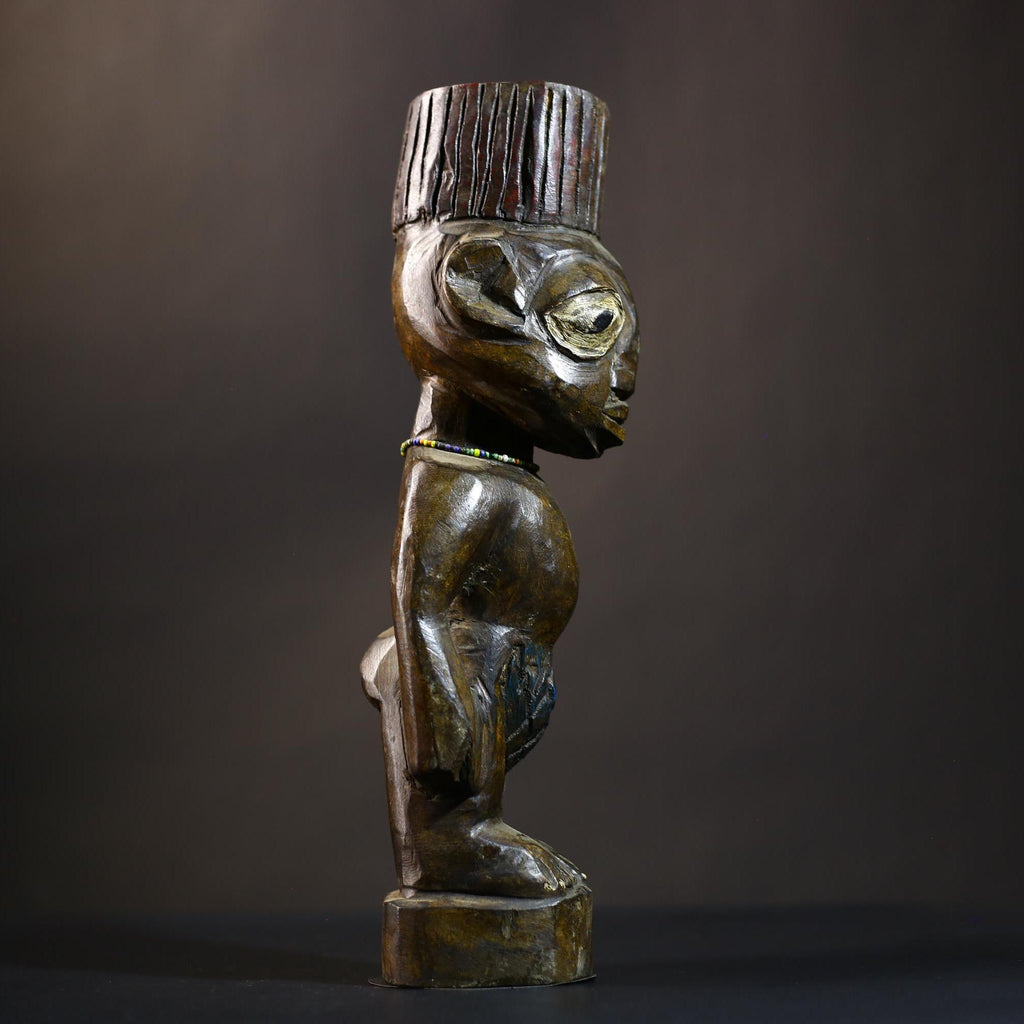 African Yoruba Figure | Authentic Art from Nigeria | Abeokuta Region Craft | Unique Tribal Home Decor | Handcrafted Sculpture-G4728