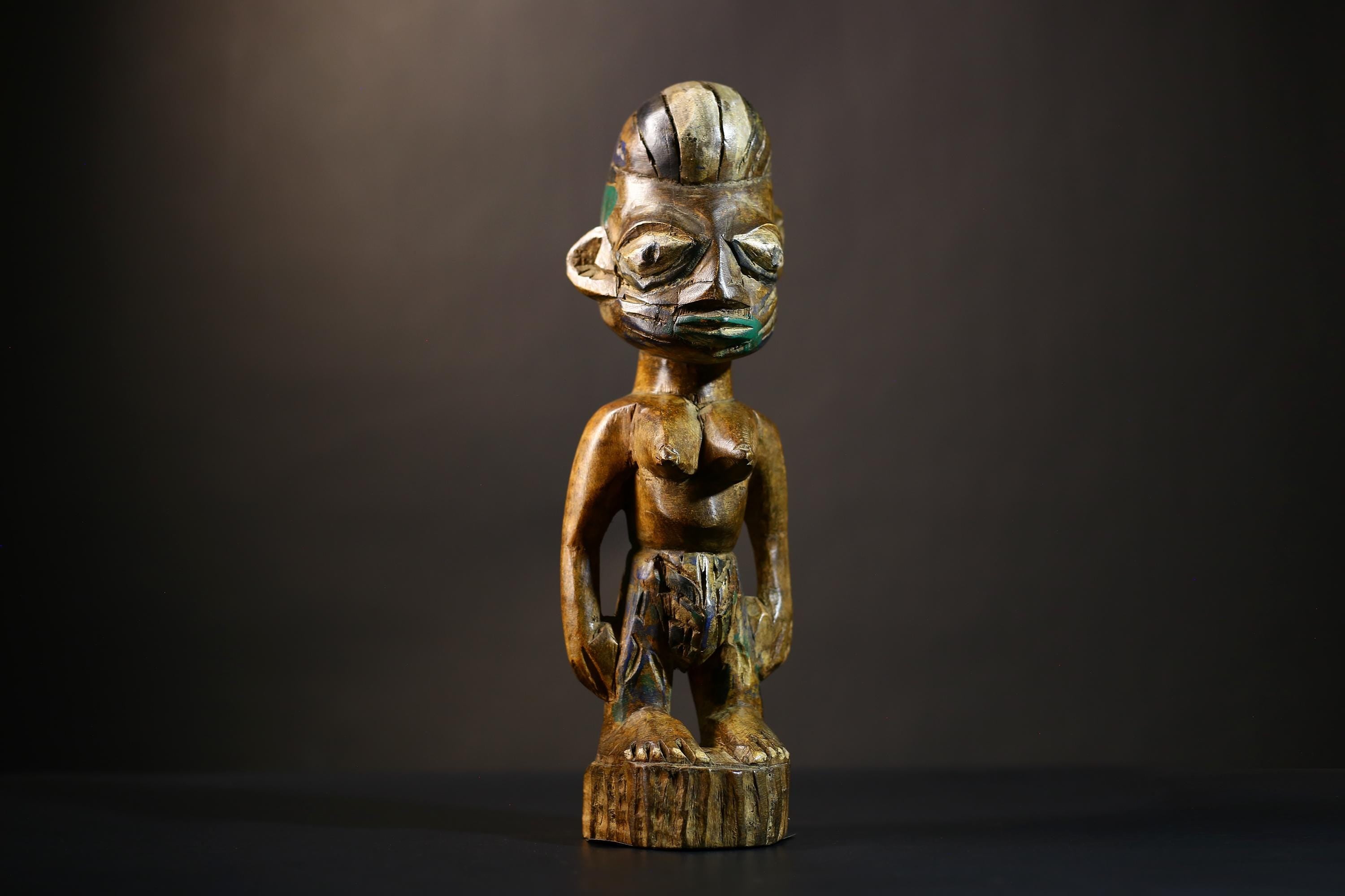 African Wooden Twin Sculptures | Handcrafted Yoruba Art | Male Figure Decor | Nigerian Cultural Statues | Home Decor Figurines -G4727