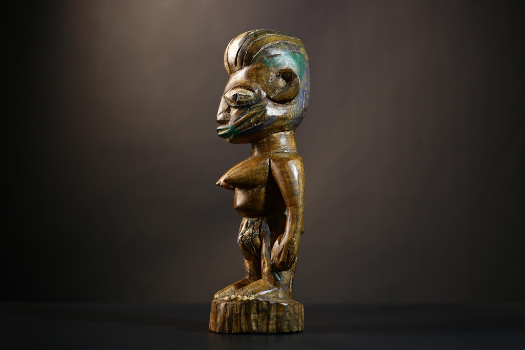 African Wooden Twin Sculptures | Handcrafted Yoruba Art | Male Figure Decor | Nigerian Cultural Statues | Home Decor Figurines -G4727