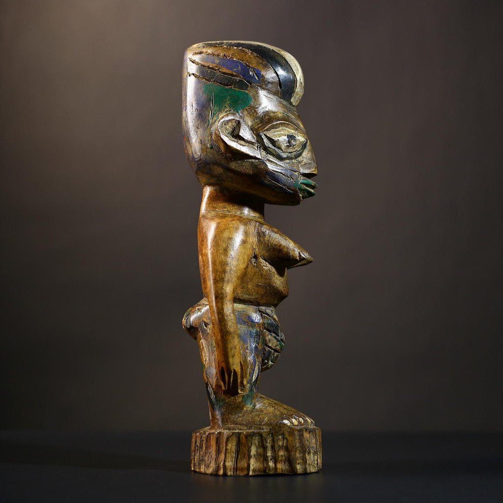 African Wooden Twin Sculptures | Handcrafted Yoruba Art | Male Figure Decor | Nigerian Cultural Statues | Home Decor Figurines -G4727