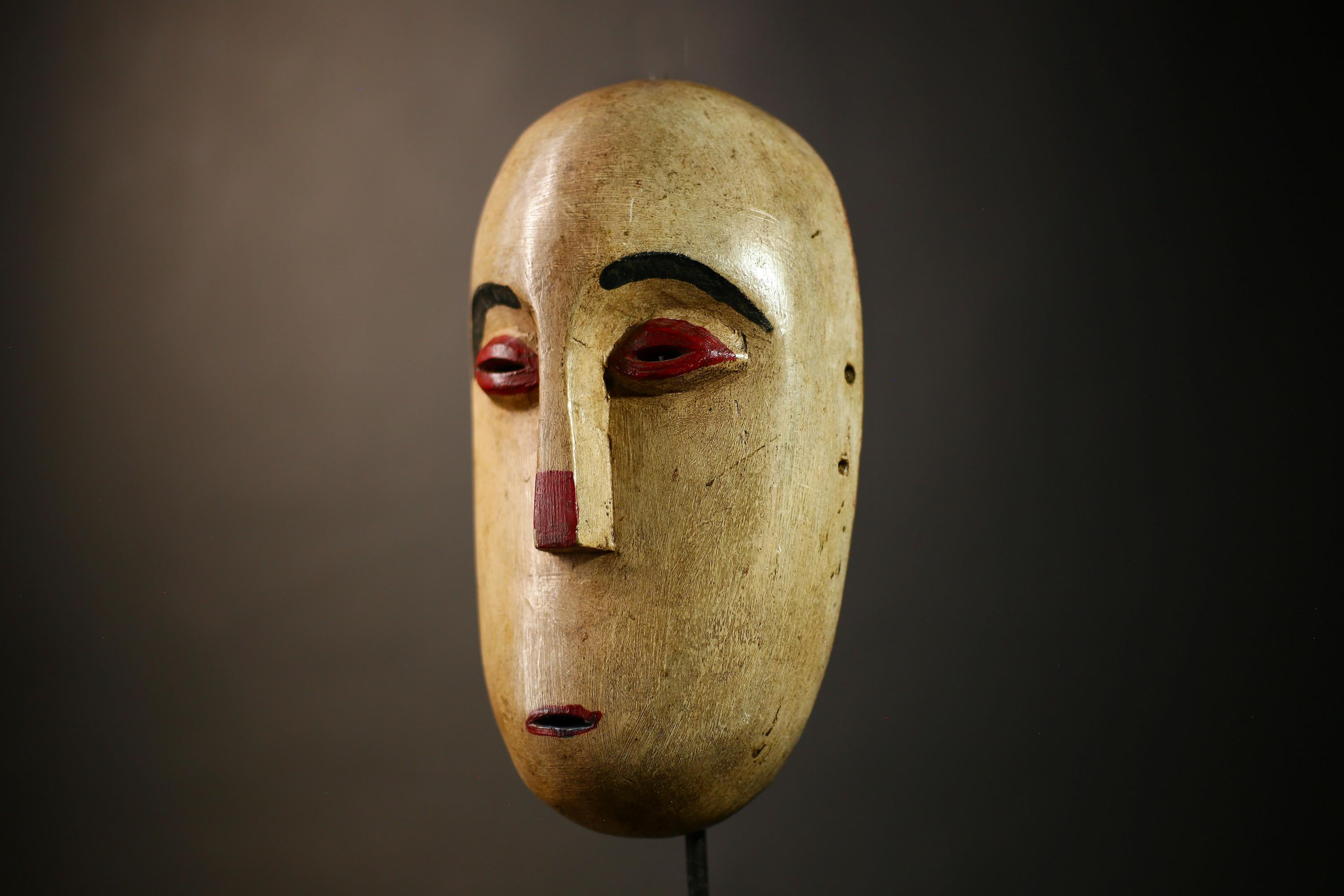 African Mask Lega Vintage Hand Carved Wooden Wall Hanging Tribal Art Decor | Unique Ethnic Home Accent | Authentic Collectible Art -G4602