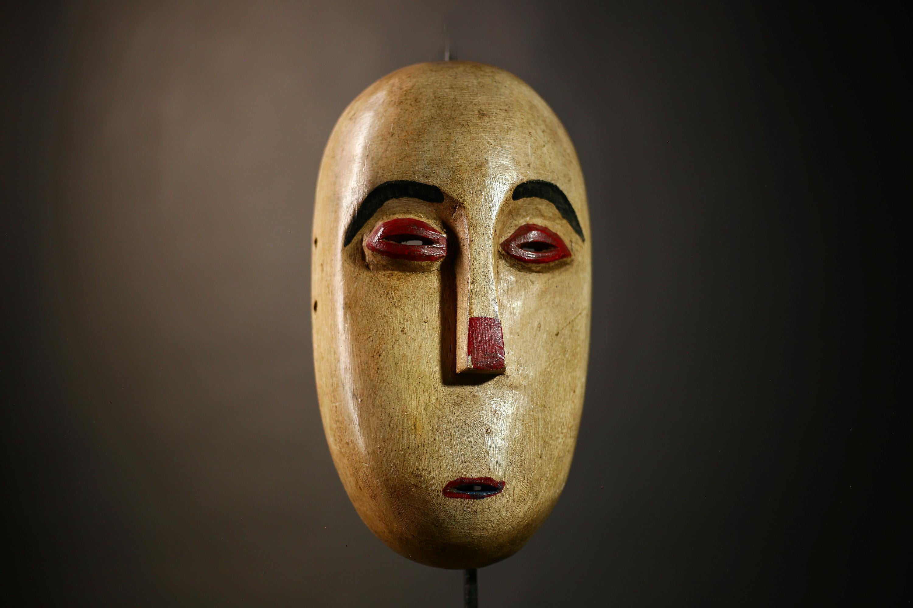 African Mask Lega Vintage Hand Carved Wooden Wall Hanging Tribal Art Decor | Unique Ethnic Home Accent | Authentic Collectible Art -G4602